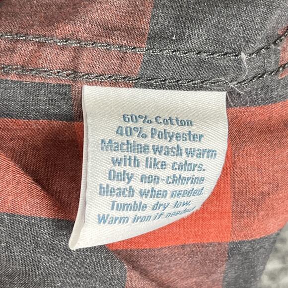 Urban Pipeline Shirt Mens Large Buffalo‎ Plaid Orange Button-Up Chore Lumberjack - Picture 7 of 11